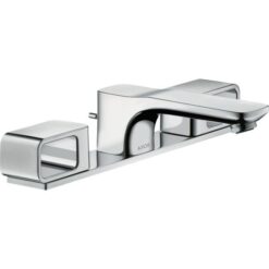 3-hole basin mixer 50 with plate and pop-up waste set