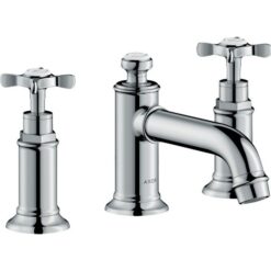3-hole basin mixer 30 with cross handles and pop-up waste set