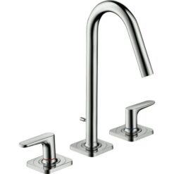 3-hole basin mixer 160 with lever handles, escutcheons and pop-up waste set