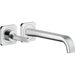 Single lever basin mixer for concealed installation wall-mounted with pin handle, spout 221 mm and escutcheons