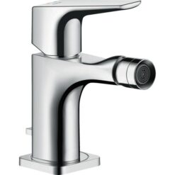 Single lever bidet mixer with lever handle and pop-up waste set