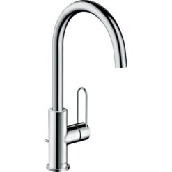 Single lever basin mixer 240 with loop handle and pop-up waste set