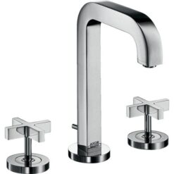 3-hole basin mixer 170 with spout 140 mm, cross handles, escutcheons and pop-up waste set