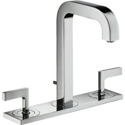 3-hole basin mixer 170 with spout 140 mm, lever handles, plate and pop-up waste set