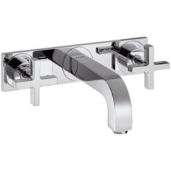 3-hole basin mixer for concealed installation wall-mounted with spout 226 mm, cross handles and plate