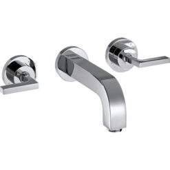 3-hole basin mixer for concealed installation wall-mounted with spout 162 mm, lever handles and escutcheons