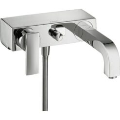 Single lever bath mixer for exposed installation with lever handle