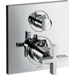 Thermostat for concealed installation with shut-off valve and cross handle